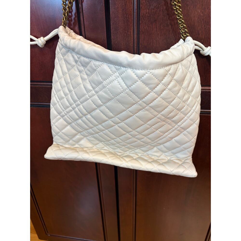Kurt Geiger Designer Quilted Leather Shoulder Brixton Drawstring Bag Cream - Picture 10 of 15